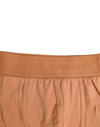 Dolce & Gabbana Brown Cotton Stretch Regular Boxer Underwear