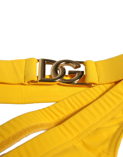 Dolce & Gabbana Yellow Waistband Logo Beachwear Brief Swimwear