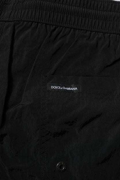 Dolce & Gabbana Black Polyester Beachwear Men Shorts Swimwear