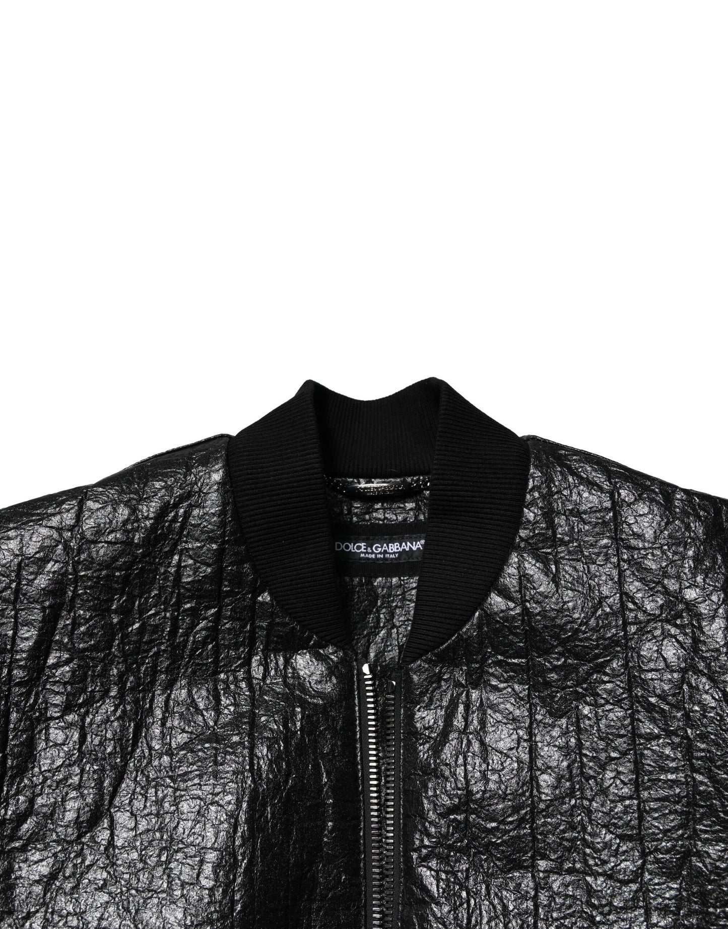 Dolce & Gabbana Black Logo Plaque Bomber Full Zipper Jacket