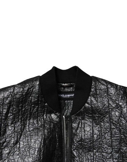 Dolce & Gabbana Black Logo Plaque Bomber Full Zipper Jacket