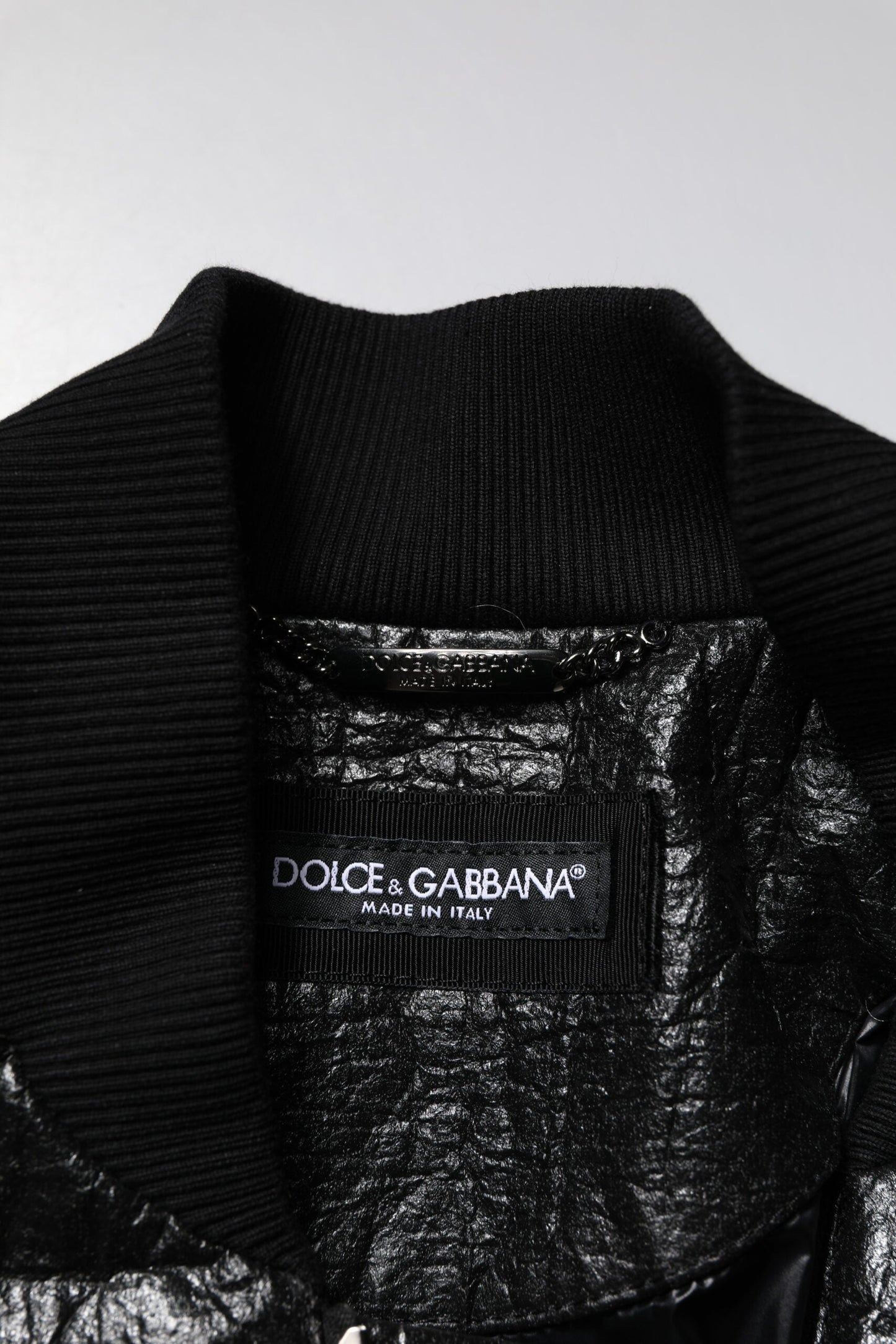 Dolce & Gabbana Black Logo Plaque Bomber Full Zipper Jacket