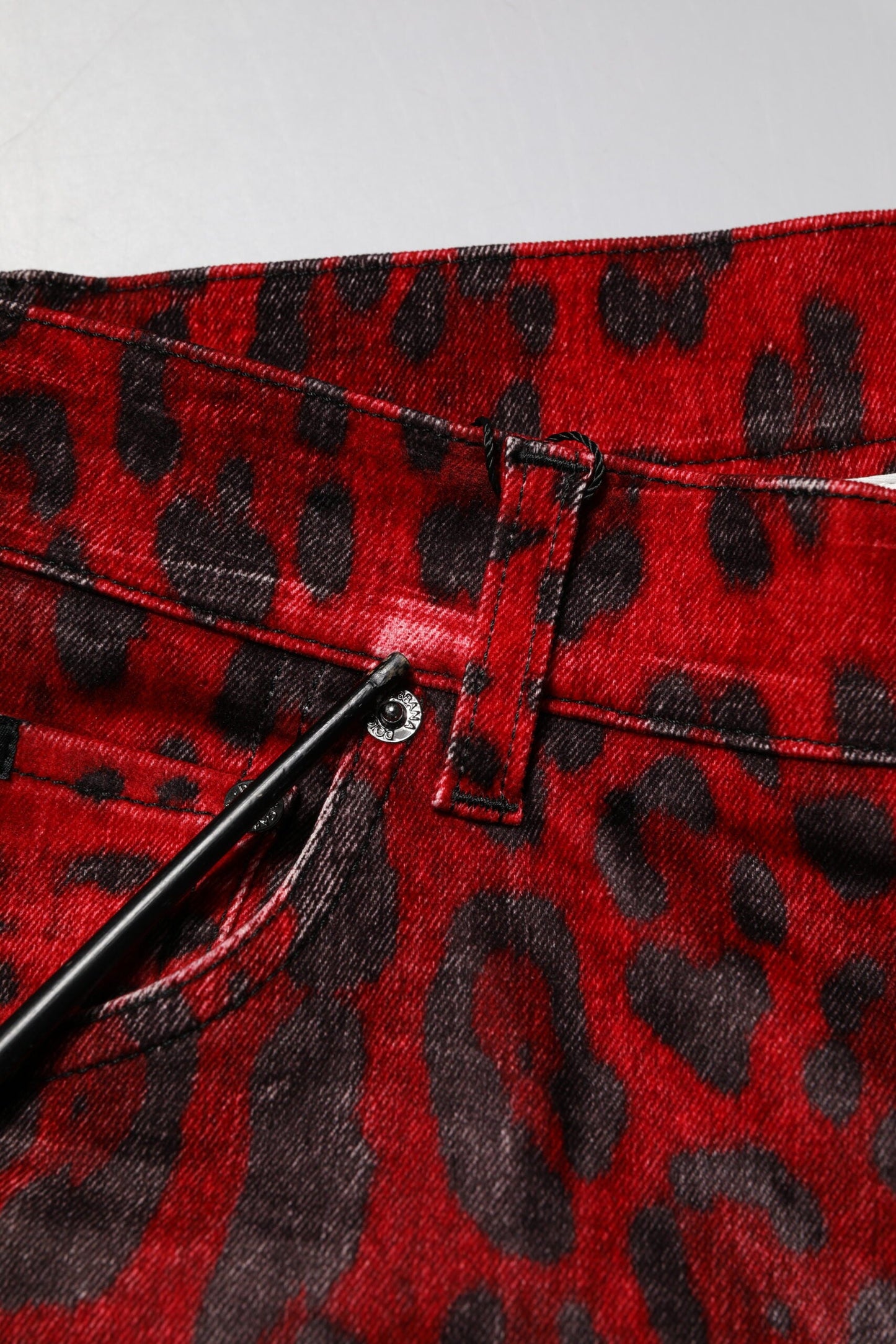 Dolce & Gabbana Red Leopard Print Cotton Skinny Denim Jeans