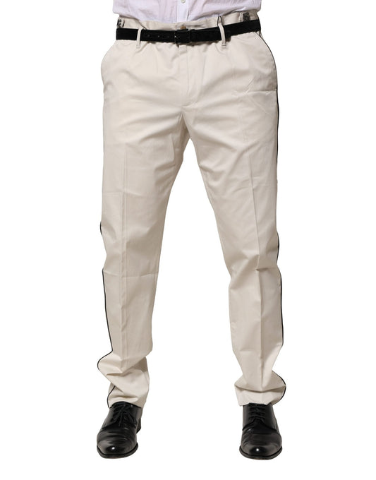 Dolce & Gabbana White Cotton Dress Slim Formal Pants