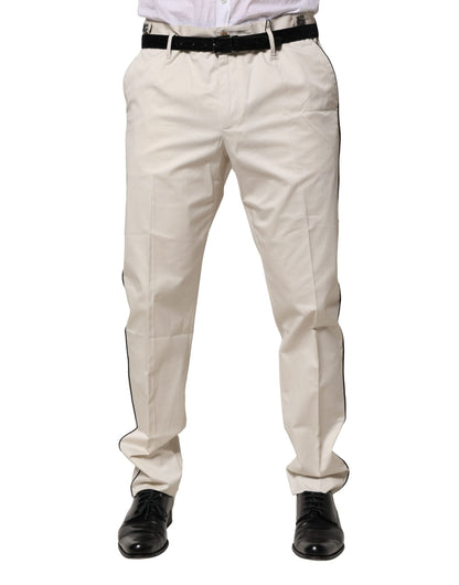 Dolce & Gabbana White Cotton Dress Slim Formal Pants