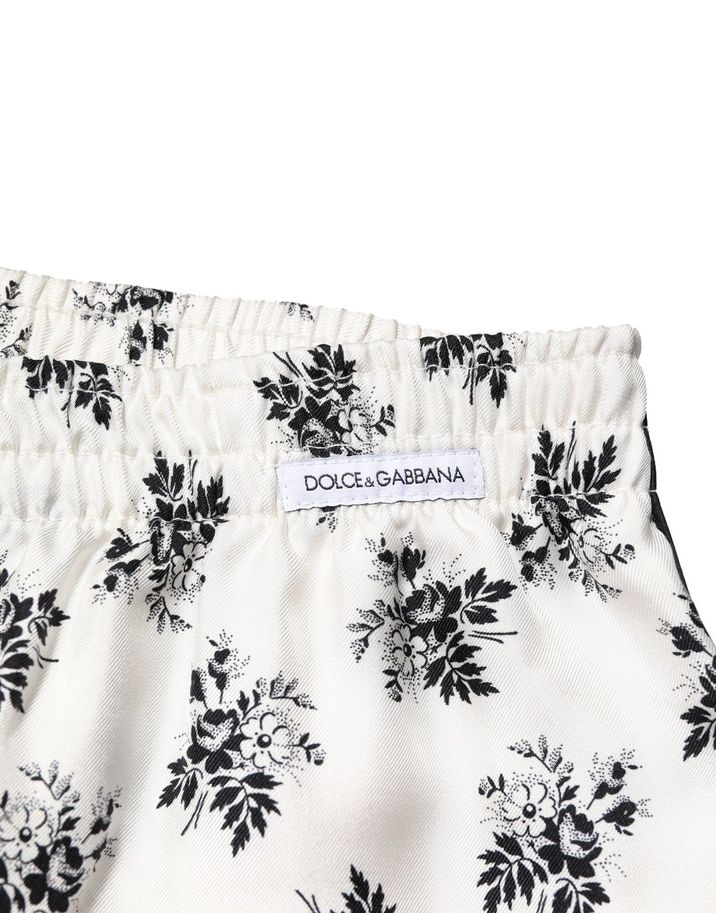 Dolce & Gabbana White Floral Silk Casual Lounge Pants