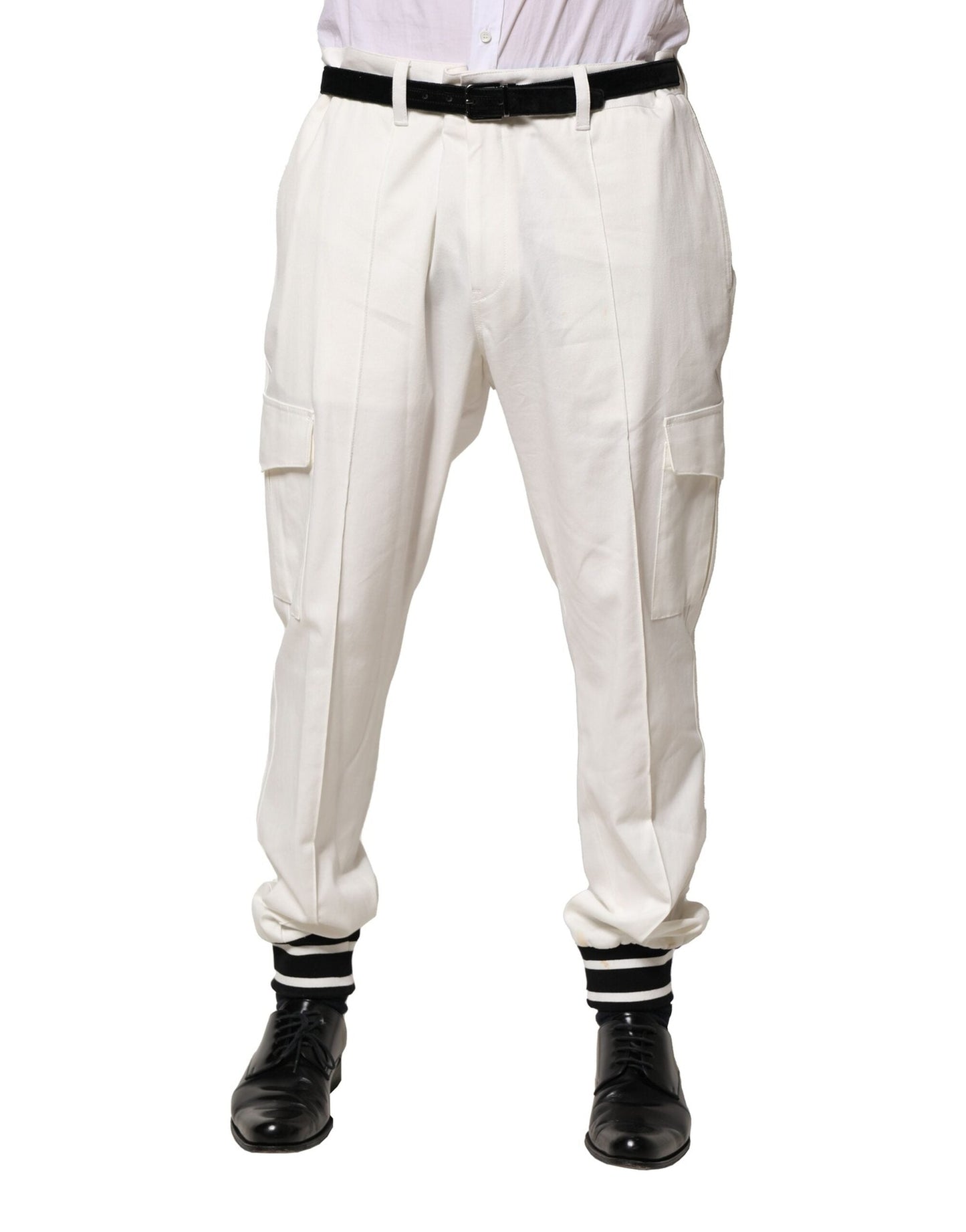 Dolce & Gabbana White Cotton Cargo Jogger Men Pants