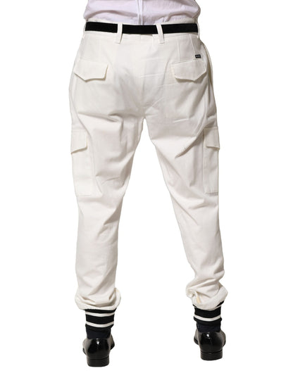 Dolce & Gabbana White Cotton Cargo Jogger Men Pants