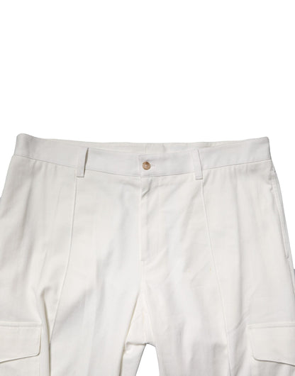 Dolce & Gabbana White Cotton Cargo Jogger Men Pants