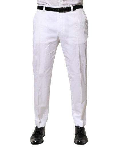 Dolce & Gabbana White Cotton Dress Slim Formal Pants