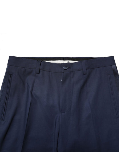 Dolce & Gabbana Dark Blue Wool Dress Formal Pants
