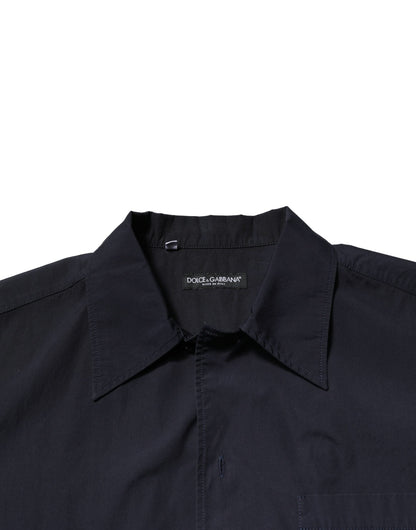 Dolce & Gabbana Dark Blue Cotton Short Sleeves Casual Shirt