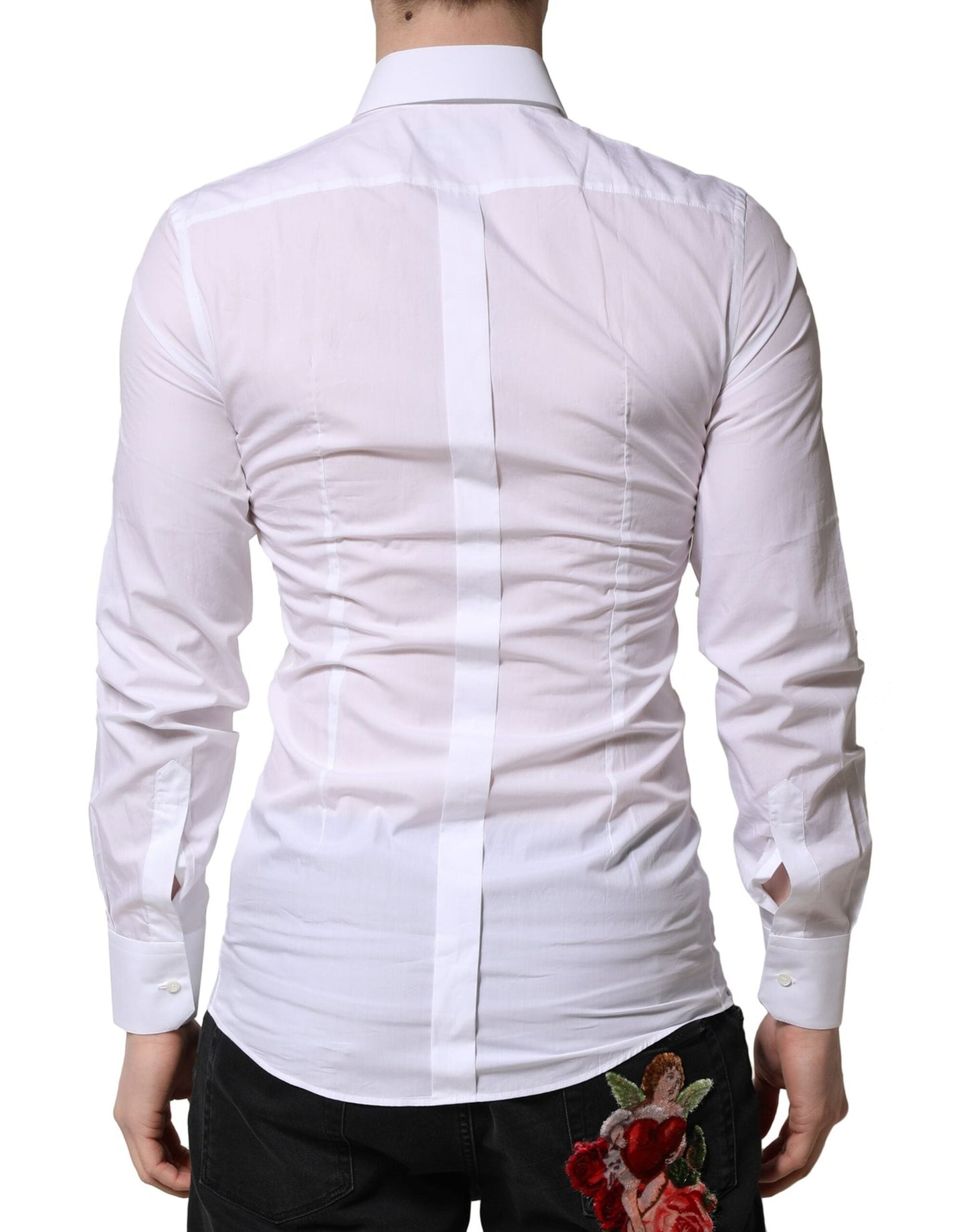 Dolce & Gabbana White GOLD Crown Bee Men Dress Formal Shirt