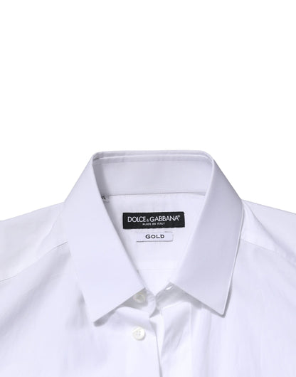 Dolce & Gabbana White GOLD Crown Bee Men Dress Formal Shirt