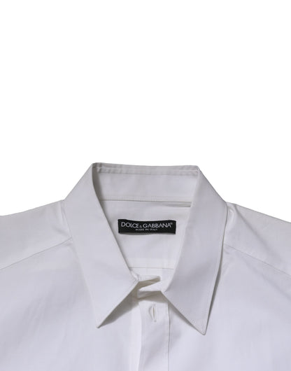 Dolce & Gabbana White Cotton Long Sleeves Dress Formal Shirt