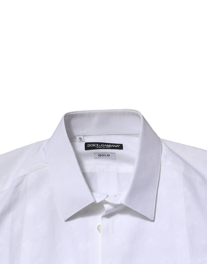 Dolce & Gabbana White Bib Cotton Poplin GOLD Formal Shirt