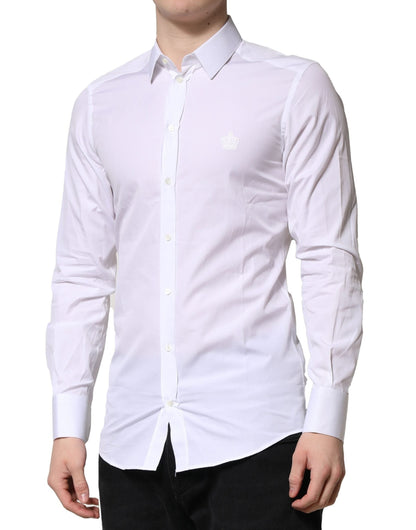 Dolce & Gabbana White GOLD Long Sleeves Men Dress Formal Shirt