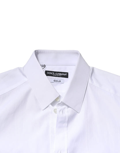 Dolce & Gabbana White GOLD Long Sleeves Men Dress Formal Shirt