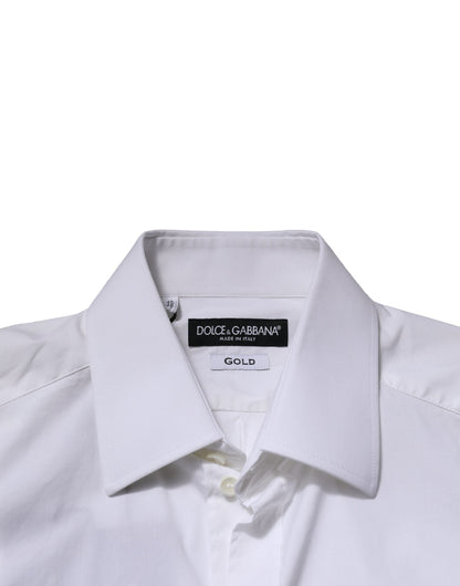 Dolce & Gabbana White GOLD Long Sleeves Men Dress Formal Shirt