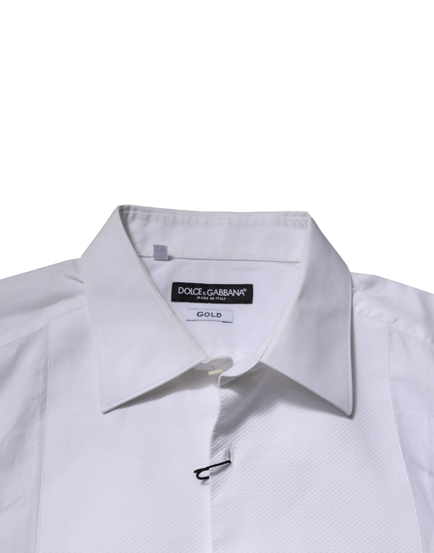 Dolce & Gabbana White Bib Cotton Poplin GOLD Formal Shirt