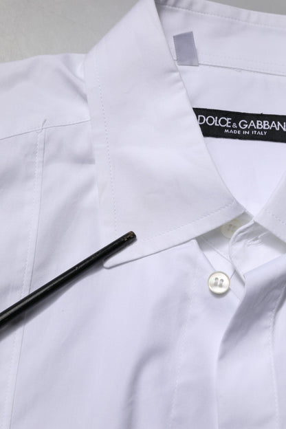 Dolce & Gabbana White Cotton Short Sleeves Dress Formal Shirt
