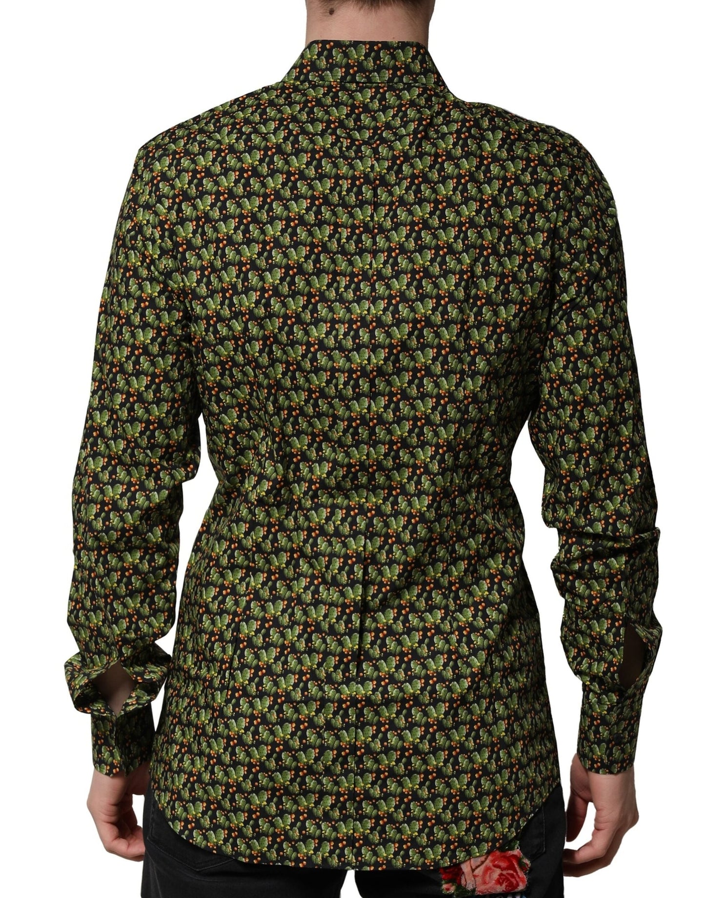 Dolce & Gabbana Multicolor Cotton Cactus GOLD Men Formal Shirt