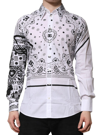Dolce & Gabbana White MARTINI Bandana Print Formal Shirt