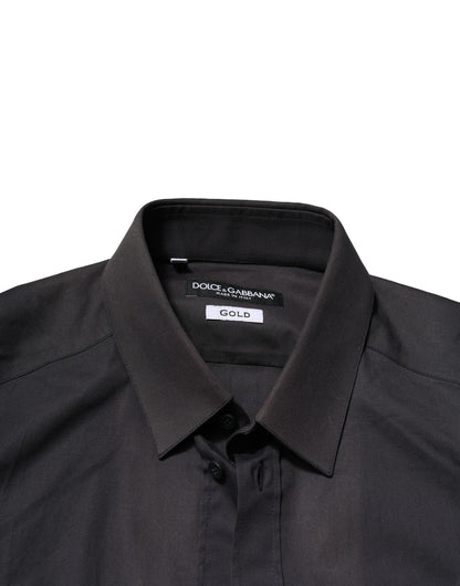 Dolce & Gabbana Blue Cotton GOLD Long Sleeves Formal Shirt