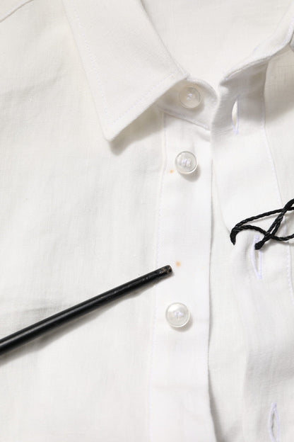 Dolce & Gabbana White DG Crown Embellish Dress Formal Shirt