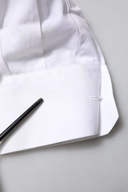 Dolce & Gabbana White GOLD Bib Poplin Dress Men Formal Shirt