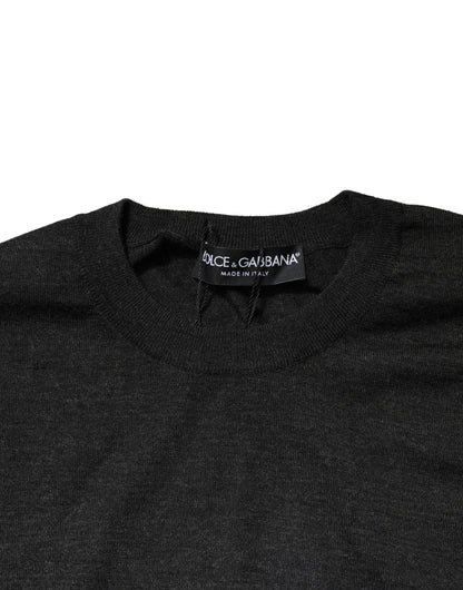Dolce & Gabbana Gray Long Sleeve Crew Neck Pullover Sweater