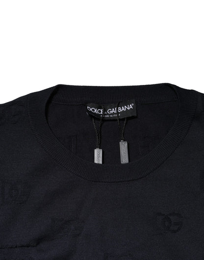 Dolce & Gabbana Black Silk Crew Neck Sweatshirt Sweater