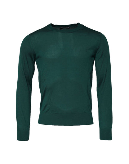 Dolce & Gabbana Green Cashmere Crew Neck Sweatshirt Sweater
