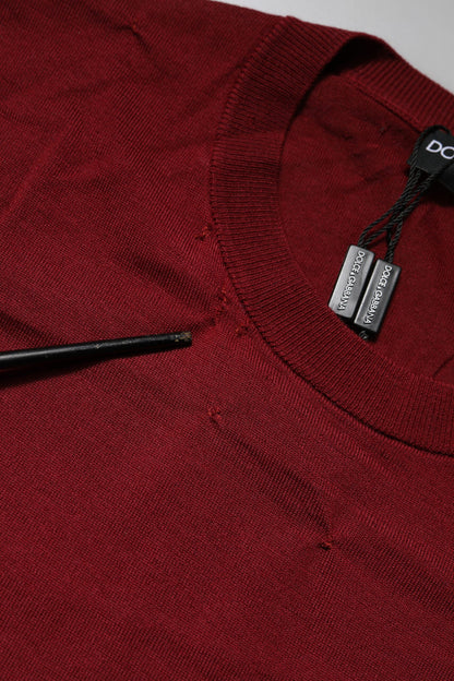 Dolce & Gabbana Maroon Cashmere Crew Neck Sweatshirt Sweater