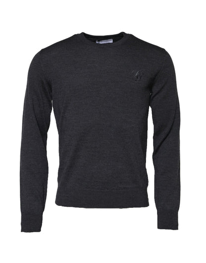 Dolce & Gabbana Dark Gray Wool Crew Neck Sweatshirt Sweater