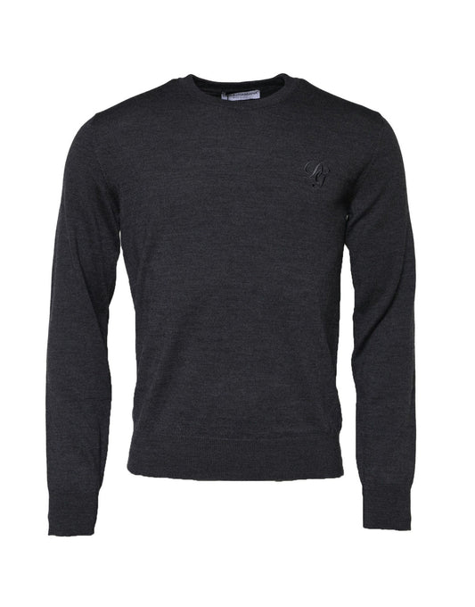 Dolce & Gabbana Dark Gray Wool Crew Neck Sweatshirt Sweater