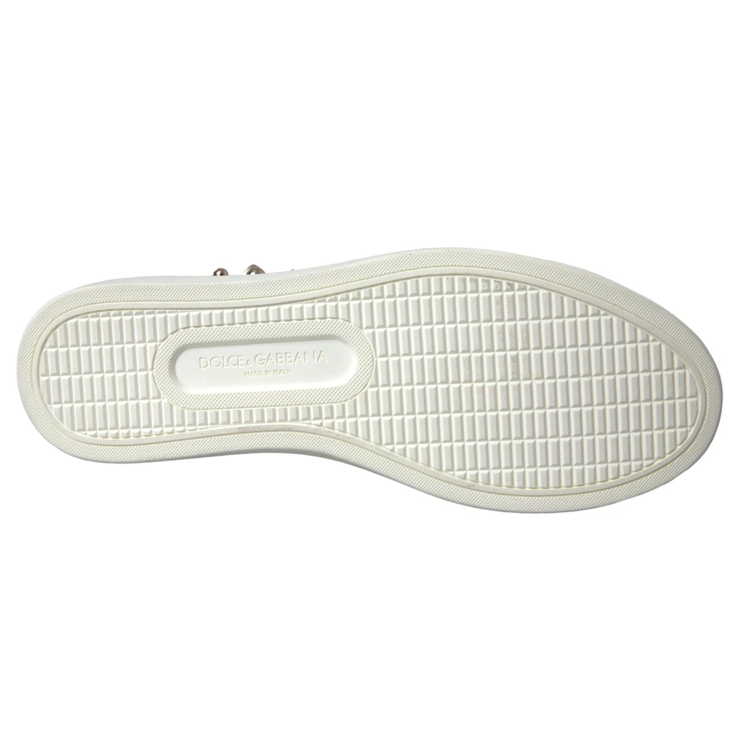 Dolce & Gabbana White Leather Gold Red Heart Sneakers Shoes