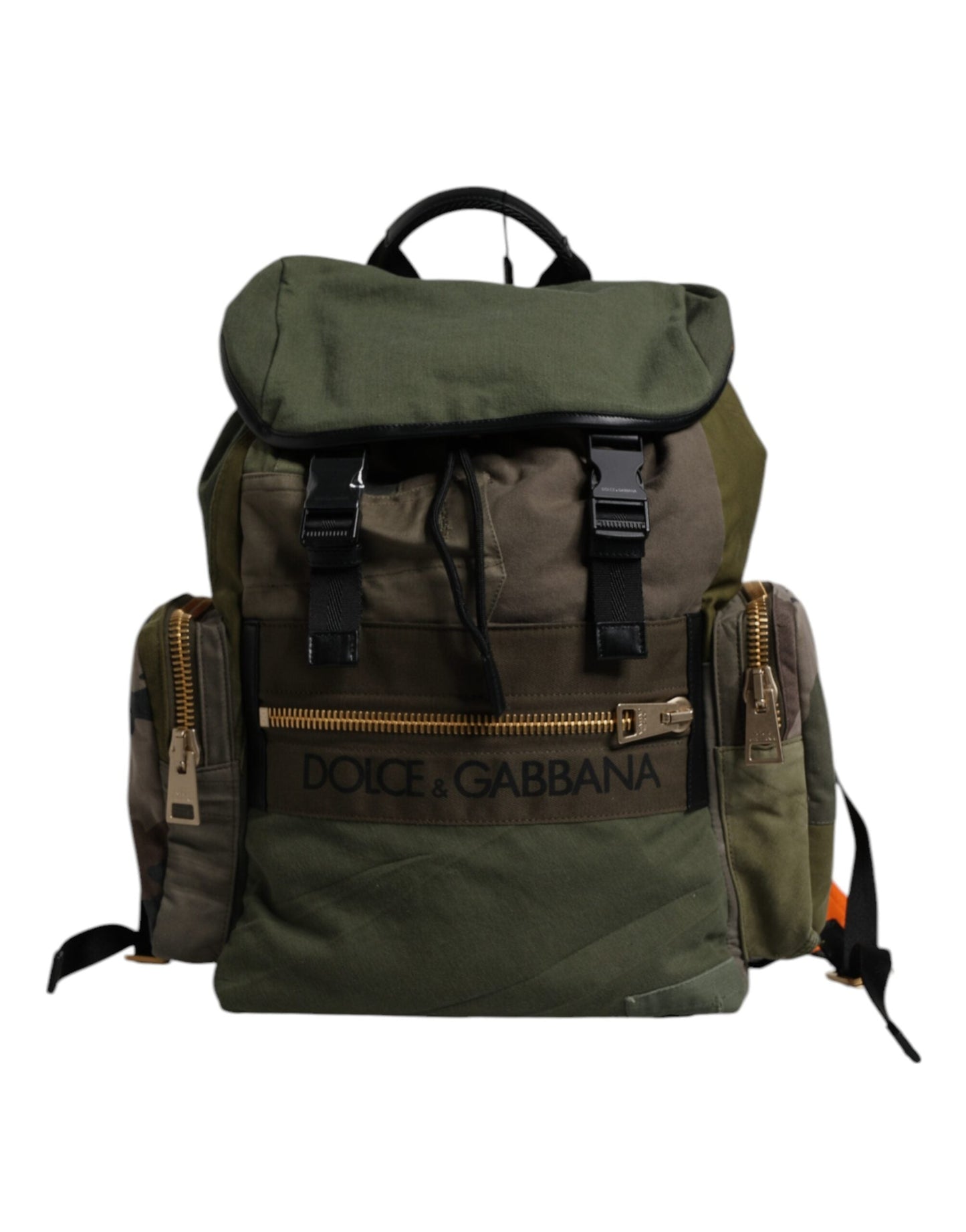 Dolce & Gabbana Green Patchwork Travel Backpack Military Bag