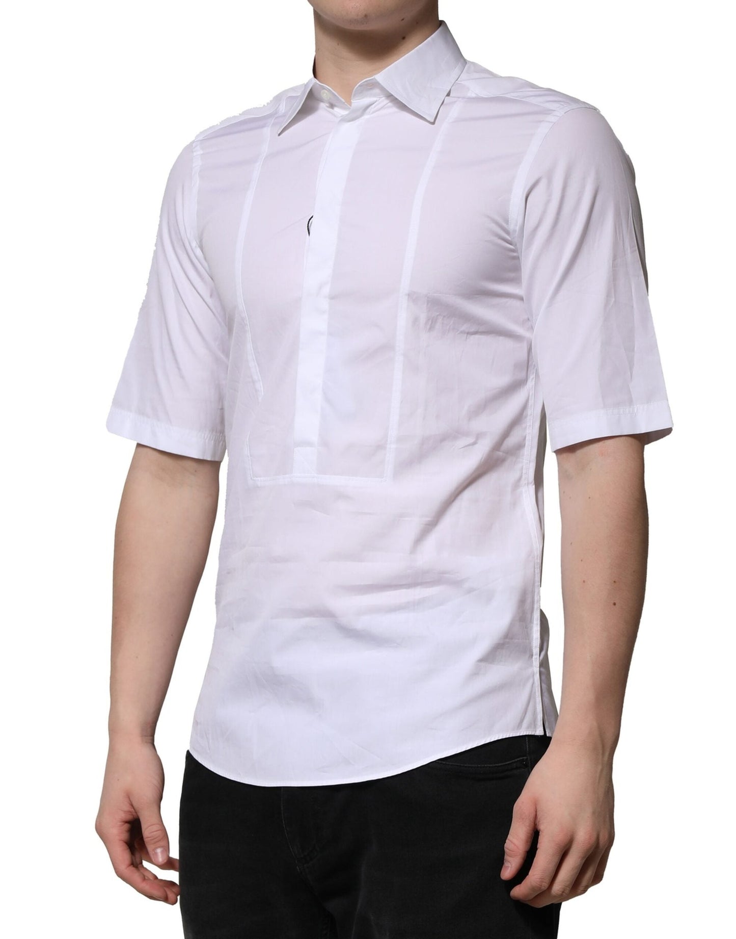 Dolce & Gabbana White Cotton Short Sleeves Men Formal Shirt