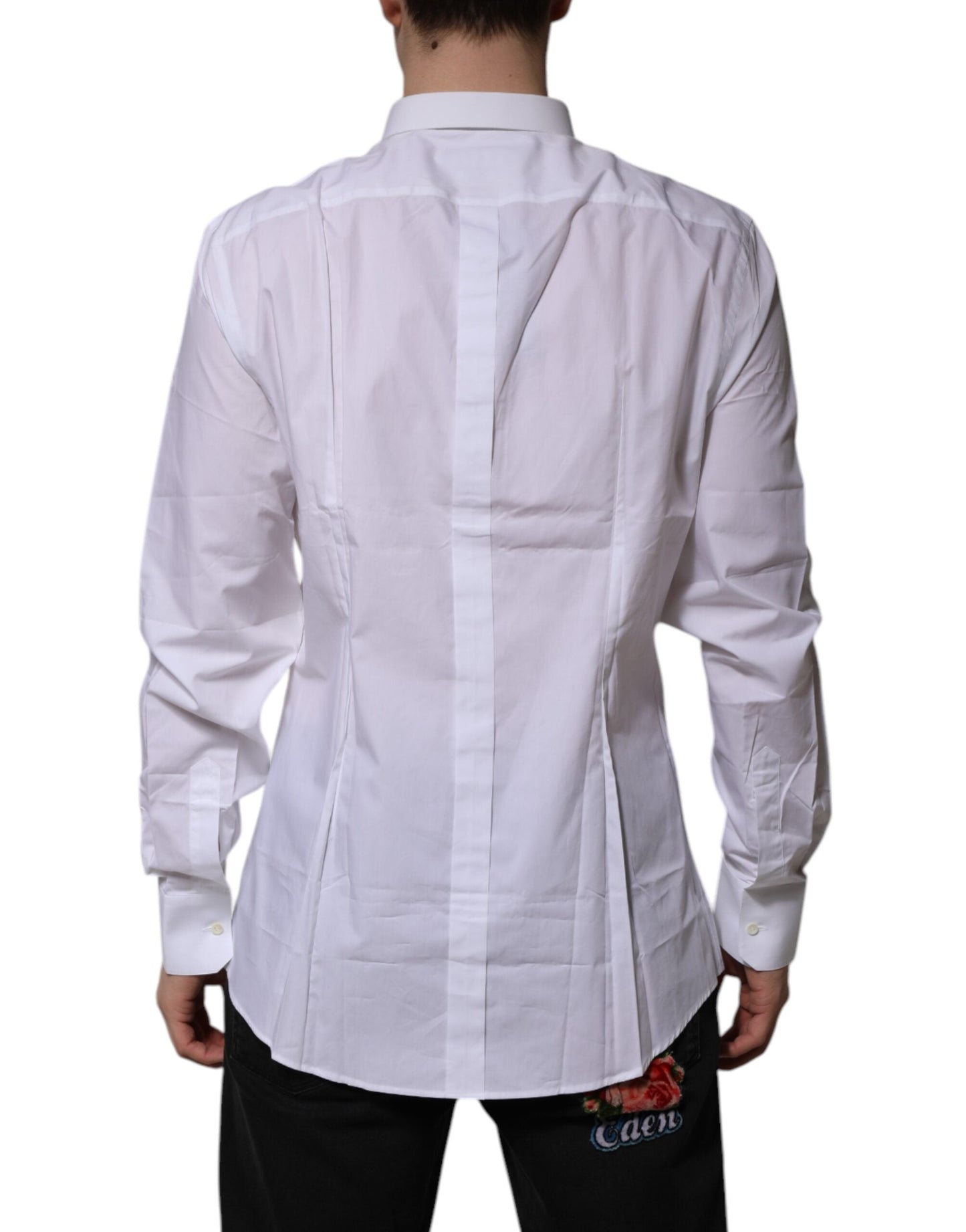 Dolce & Gabbana White Cotton GOLD Long Sleeves Formal Shirt