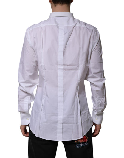 Dolce & Gabbana White Cotton GOLD Long Sleeves Formal Shirt
