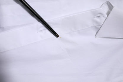 Dolce & Gabbana White Cotton GOLD Long Sleeves Formal Shirt