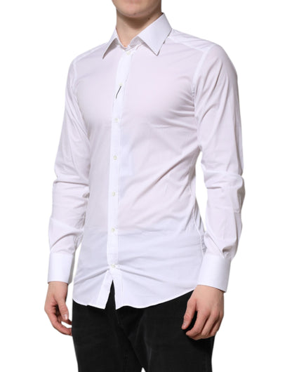 Dolce & Gabbana White Cotton GOLD Long Sleeves Formal Shirt