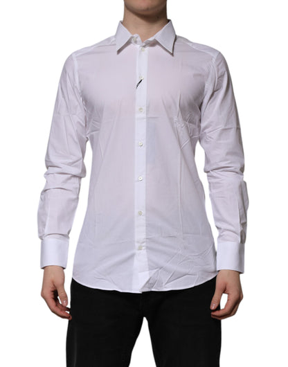 Dolce & Gabbana White Cotton GOLD Long Sleeves Formal Shirt