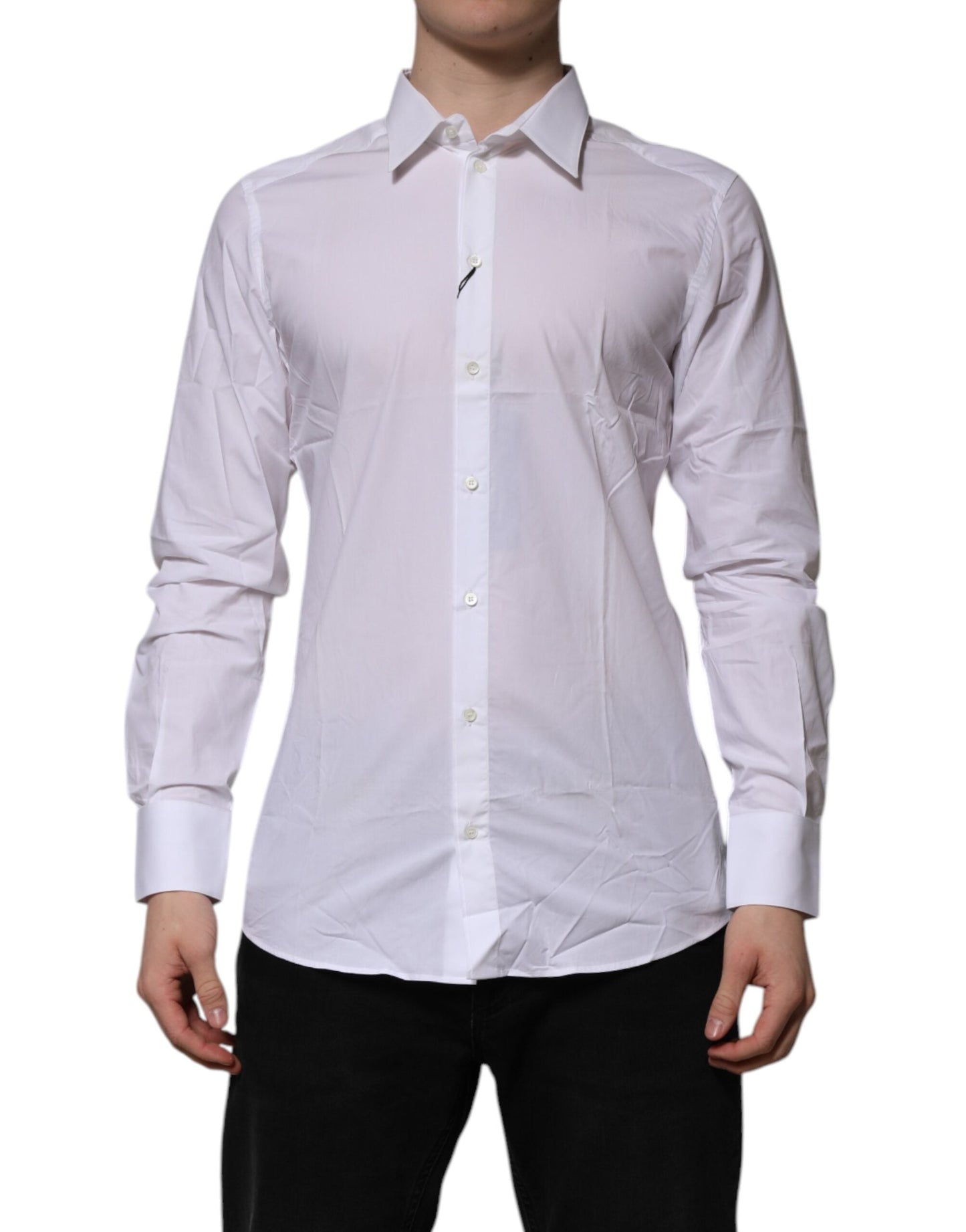 Dolce & Gabbana White Cotton GOLD Long Sleeves Formal Shirt