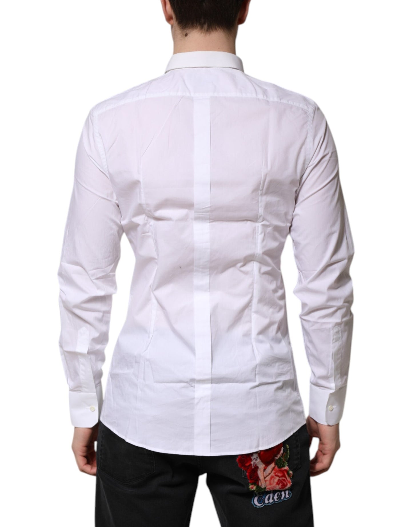 Dolce & Gabbana White Cotton GOLD Long Sleeves Formal Shirt