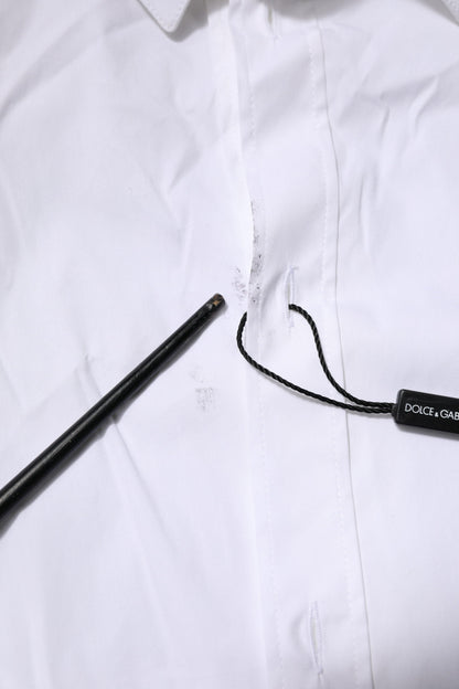 Dolce & Gabbana White Cotton GOLD Long Sleeves Formal Shirt