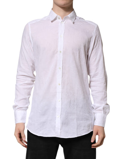 Dolce & Gabbana White Cotton Long Sleeves Collared Formal Shirt