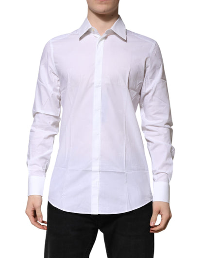 Dolce & Gabbana White Cotton GOLD Long Sleeves Formal Shirt