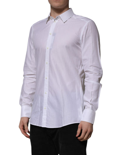 Dolce & Gabbana White Cotton MARTINI Long Sleeve Formal Shirt